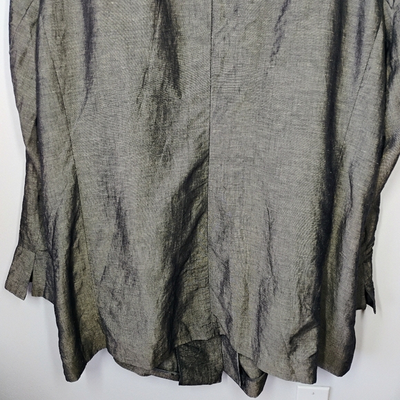Selection Ulla Popken Linen Gray Silver Blazer Jacket Lagenlook Plus Size 28 4X - Picture 5 of 14